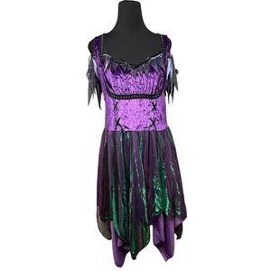 Renaissance Dark Fairy Dress Costume Spirit Halloween L Purple WitchyCore Grunge
